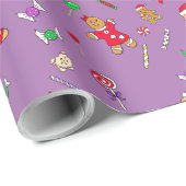 ジンジャーブレッドマンお洒落とクリスマスキャンディ ラッピングペーパー (ロールコーナー)