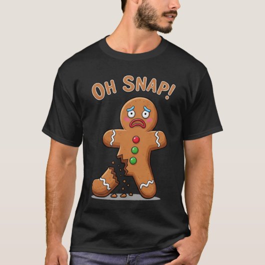ジンジャーブレッドマンがついに壊れた 面白いクリスマス Tシャツ (正面)