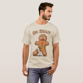 ジンジャーブレッドマンがついに壊れた 面白いクリスマス Tシャツ (正面フル)