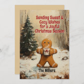 ジンジャーブレッドマンが熱いココアを飲む シーズンカード (正面/裏面)