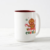 ジンジャーブレッドマンとキャンディーケーンクリスマス ツートーンマグカップ (正面右)