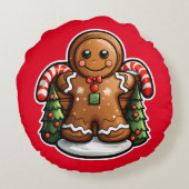 ジンジャーブレッドマンとキャンディー ラウンドクッション (裏面)