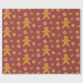 ジンジャーブレッドマンとクッキーのブルゴーニュ ラッピングペーパー (フラット)