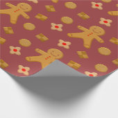 ジンジャーブレッドマンとクッキーのブルゴーニュ ラッピングペーパー (角)