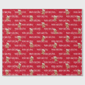 ジンジャーブレッドマンとクリスマスの挨拶 ラッピングペーパー (フラット)