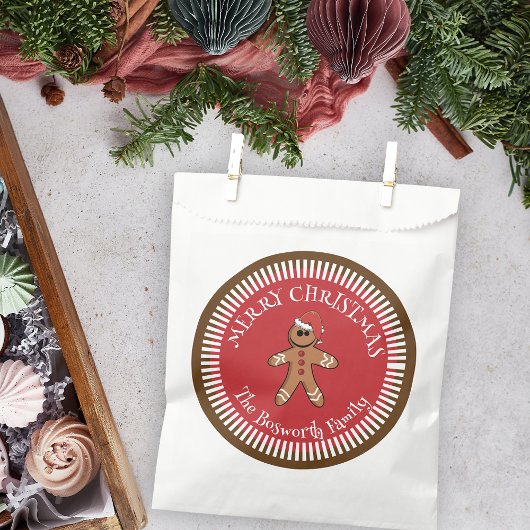ジンジャーブレッドマンとサンタハットメリークリスマス フェイバーバッグ
