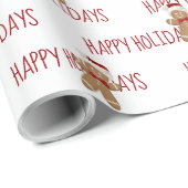 ジンジャーブレッドマンとハッピーホリデーズのテキスト ラッピングペーパー (ロールコーナー)