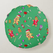 ジンジャーブレッドマンと一緒に過ごす最初のクリスマス ラウンドクッション (裏面)