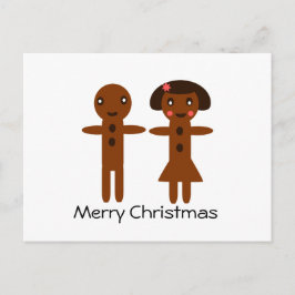 ジンジャーブレッドマンと女の子メリークリスマス シーズンポストカード