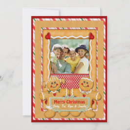 ジンジャーブレッドマンと女性の挨拶 シーズンカード