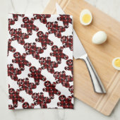 ジンジャーブレッドマンと女性 キッチンタオル (四つ折り)