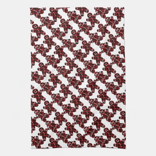 ジンジャーブレッドマンと女性 キッチンタオル (縦)