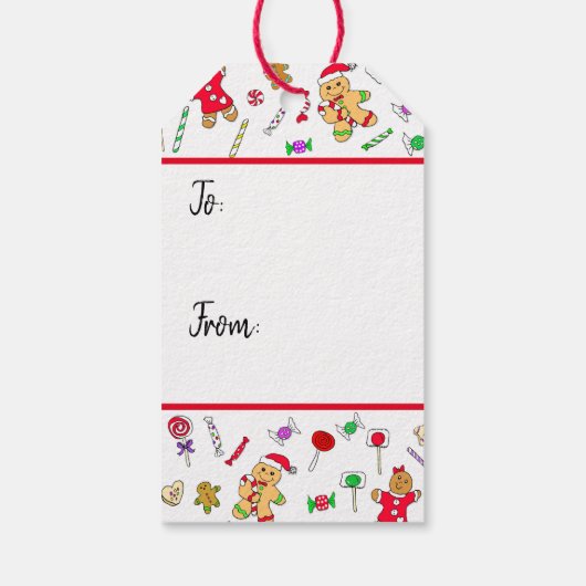 ジンジャーブレッドマンと格言クリスマスギフトタグ ギフトタグ (裏面)