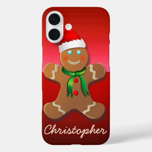 ジンジャーブレッドマンと赤クリスマス帽子 Case-Mate iPhoneケース (裏面)