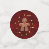 ジンジャーブレッドマンと金ゴールドスタークリスマス コンフェッティ (スモール正面)