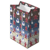 ジンジャーブレッドマンと雪だるま、クリスマス抱き枕 ミディアムペーパーバッグ (正面アングル)