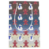 ジンジャーブレッドマンと雪だるま、クリスマス抱き枕 ミディアムペーパーバッグ (正面)