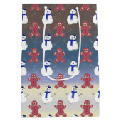 ジンジャーブレッドマンと雪だるま、クリスマス抱き枕 ミディアムペーパーバッグ (裏面)