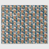 ジンジャーブレッドマンと雪片 ラッピングペーパー (フラット)