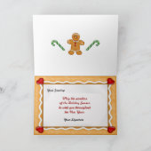 ジンジャーブレッドマンによって折られる写真のクリスマス シーズンカード (内部)