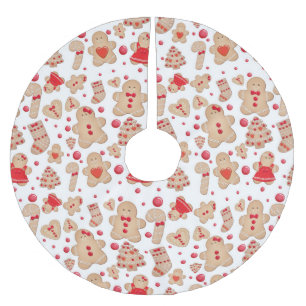 ジンジャーブレッドマンのクッキーのクリスマスの休日 ブラッシュドポリエステルツリースカート