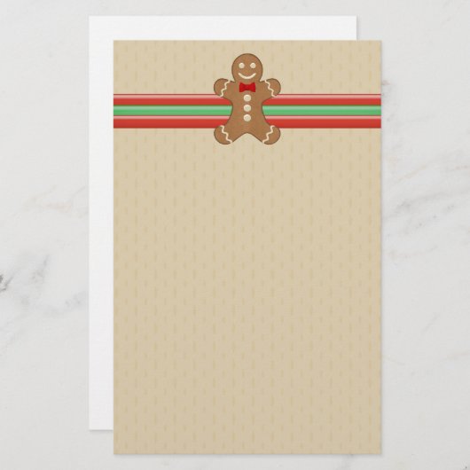 ジンジャーブレッドマンのクッキーの休日の文房具 便箋 (正面/裏面)