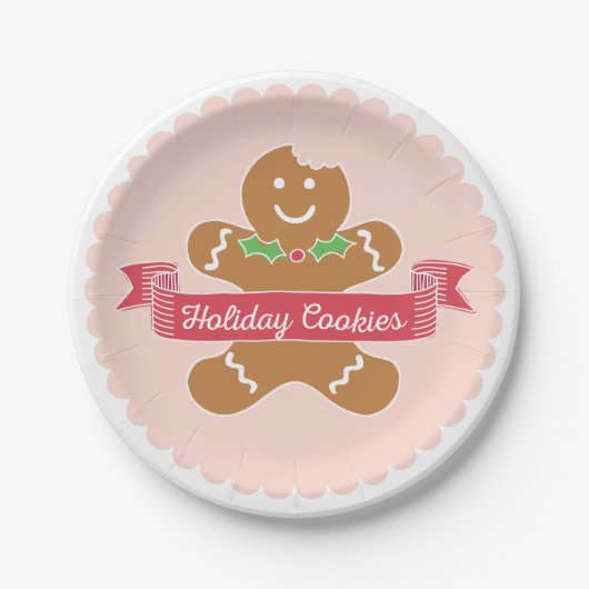 ジンジャーブレッドマンのクリスマスのクッキーの紙皿 ペーパープレート (正面)