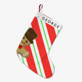 ジンジャーブレッドマンのクリスマスのストッキング スモールクリスマスストッキング (正面 (吊り時))