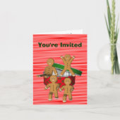 ジンジャーブレッドマンのクリスマスの休日のパーティの招待状 招待状 (正面)