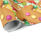 ジンジャーブレッドマンのクリスマスの包装紙 ラッピングペーパー (ロールコーナー)