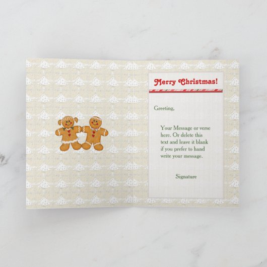 ジンジャーブレッドマンのクリスマスフォトグリーティング シーズンカード (内部)