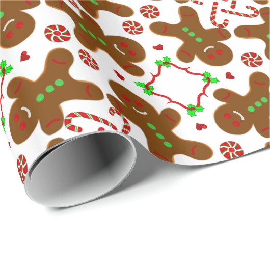ジンジャーブレッドマンのクリスマスMonograme ラッピングペーパー (ロールコーナー)