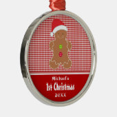 ジンジャーブレッドマンのベビーの初めてのクリスマスのオーナメント メタルオーナメント (右)