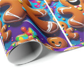 ジンジャーブレッドマンの休日ラッピング紙 ラッピングペーパー (ロールコーナー)