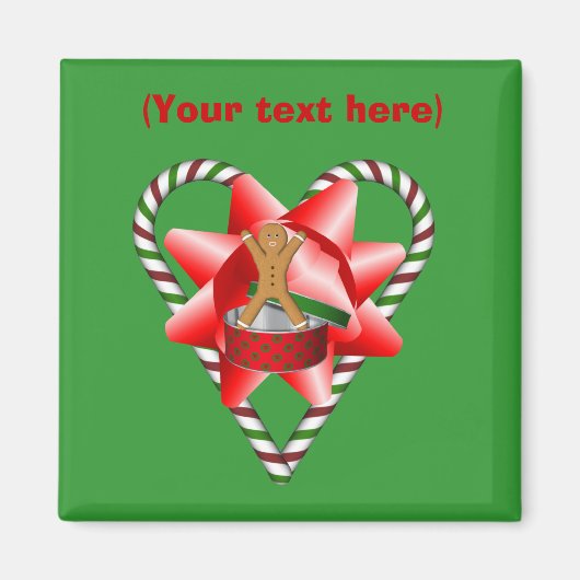 ジンジャーブレッドマンの弓クリスマスの休日の磁石 マグネット (正面)