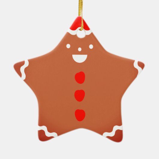 ジンジャーブレッドマンの星のクリスマスのクッキーのオーナメント セラミックオーナメント (裏面)