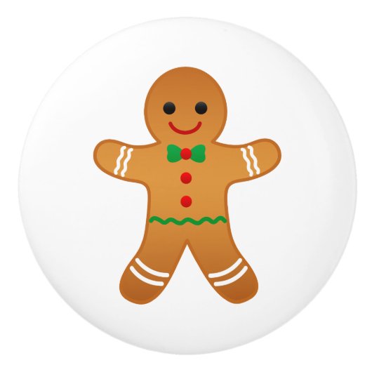 ジンジャーブレッドマンの陶磁器のノブ セラミックノブ (正面)