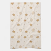 ジンジャーブレッドマンの雪片クリスマスパターン キッチンタオル (縦)