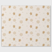 ジンジャーブレッドマンの雪片クリスマスパターン ラッピングペーパー (フラット)