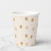 ジンジャーブレッドマンの雪片クリスマスパターン 紙コップ (裏面)