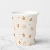 ジンジャーブレッドマンの雪片クリスマスパターン 紙コップ (左)