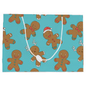 ジンジャーブレッドマンの青く大きいギフトバッグ ラージペーパーバッグ (裏面)