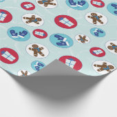 ジンジャーブレッドマンの青はクリスマスおよび休日を一周します ラッピングペーパー (角)