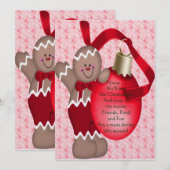 ジンジャーブレッドマンの(赤い) -招待状 招待状 (正面/裏面)