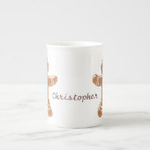 ジンジャーブレッドマンはちょうど名前を加えます ボーンチャイナマグカップ (正面)