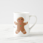 ジンジャーブレッドマンはちょうど名前を加えます ボーンチャイナマグカップ (右)