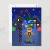 ジンジャーブレッドマンをキャンディランプで ポストカード (正面/裏面)