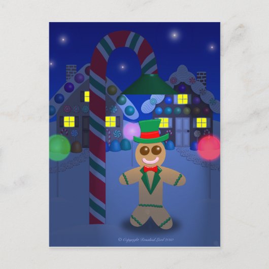 ジンジャーブレッドマンをキャンディランプで ポストカード (正面)