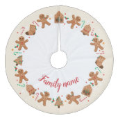 ジンジャーブレッドマンイラストレーションクリスマスファミリ名 フリース ツリースカート (正面)