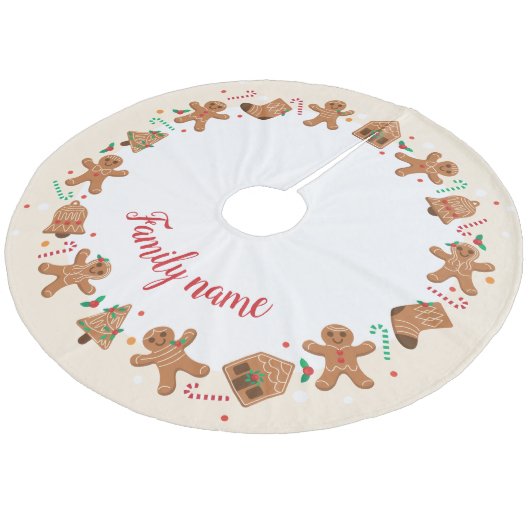 ジンジャーブレッドマンイラストレーションクリスマスファミリ名 フリース ツリースカート (アングル)